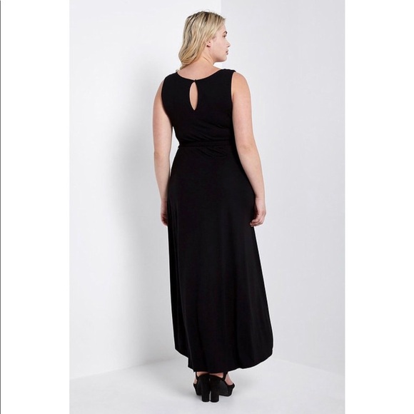 Curvy Black Wrap Front Maxi Dress - Picture 2 of 3